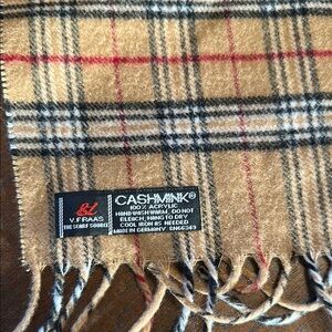 V. FRAAS Red and Black Scarf with Plaid Pattern and Fringe